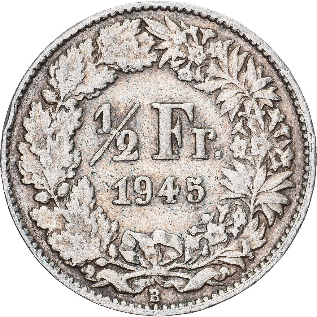 Münze, Schweiz, 1/2 Franc, 1945, Bern, SS, Silber, KM:23