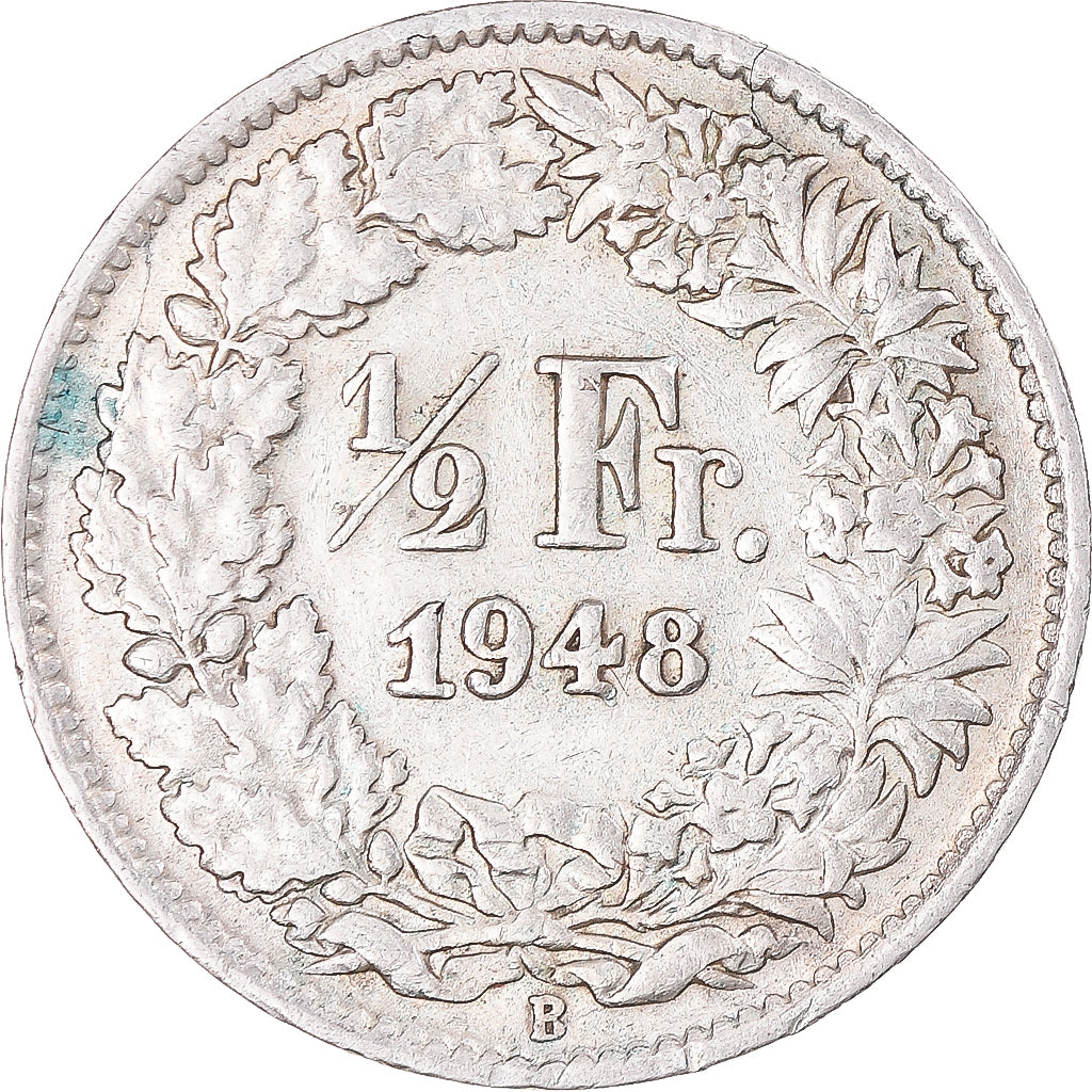Moneta, Szwajcaria, 1/2 Franc, 1948, Bern, EF(40-45), Srebro, KM:23