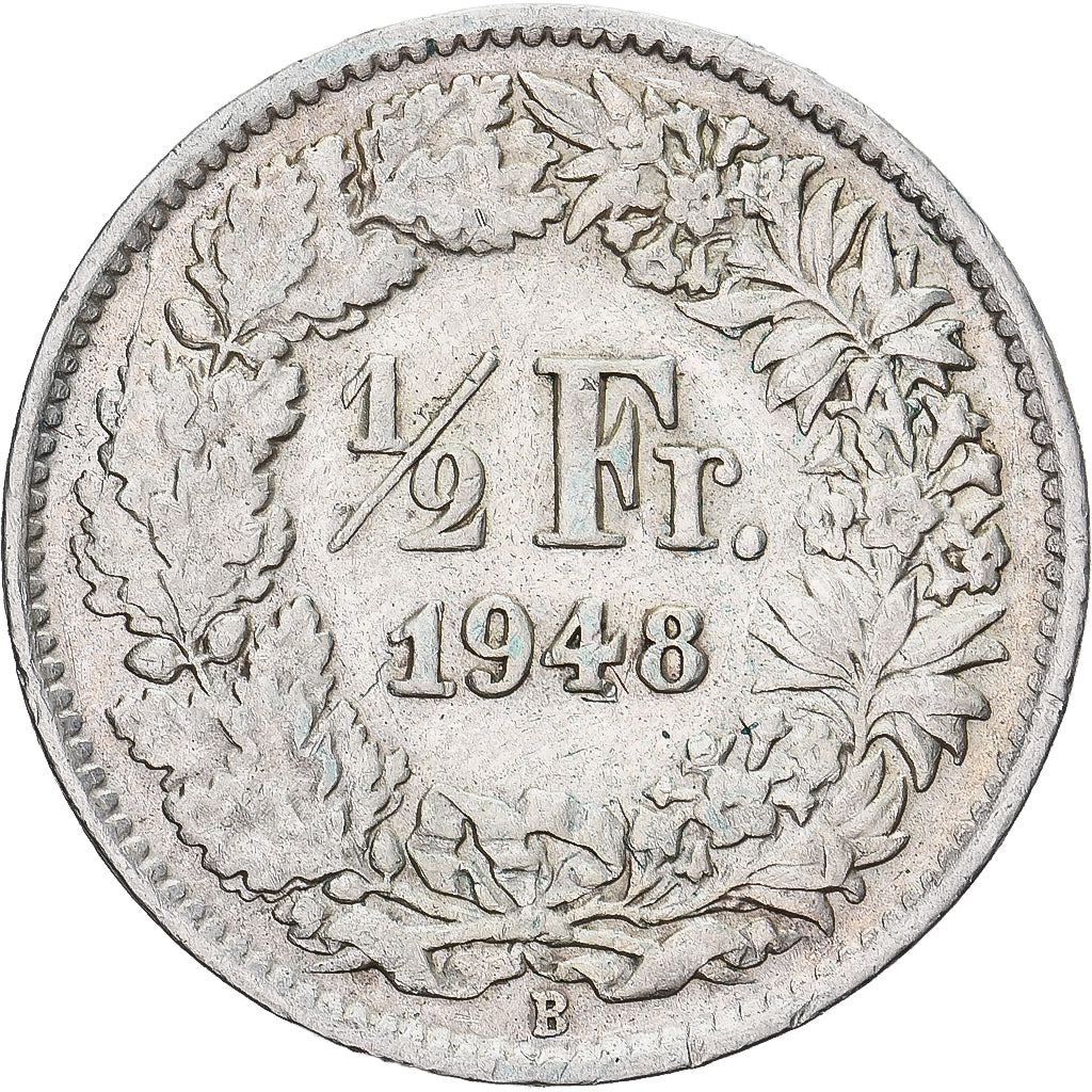 Münze, Schweiz, 1/2 Franc, 1948, Bern, SS, Silber, KM:23