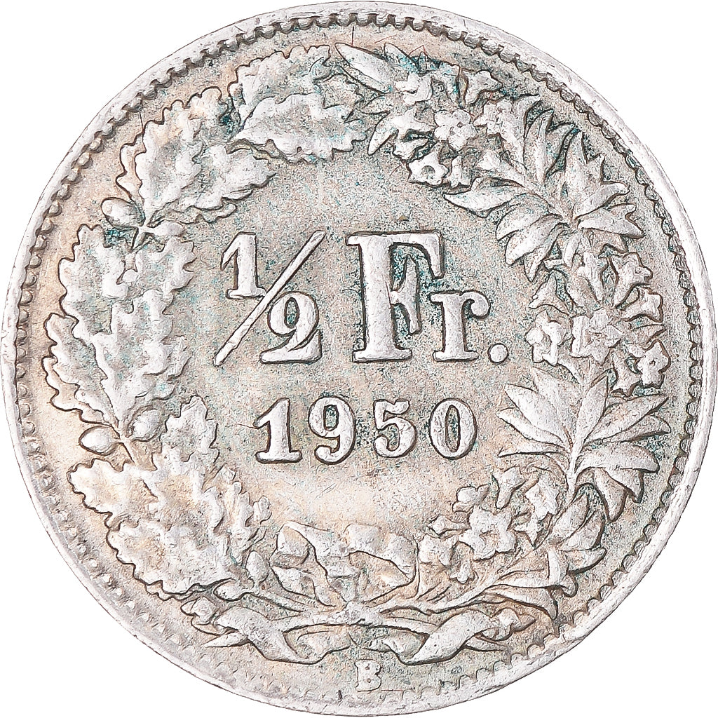 Münze, Schweiz, 1/2 Franc, 1950, Bern, SS, Silber, KM:23