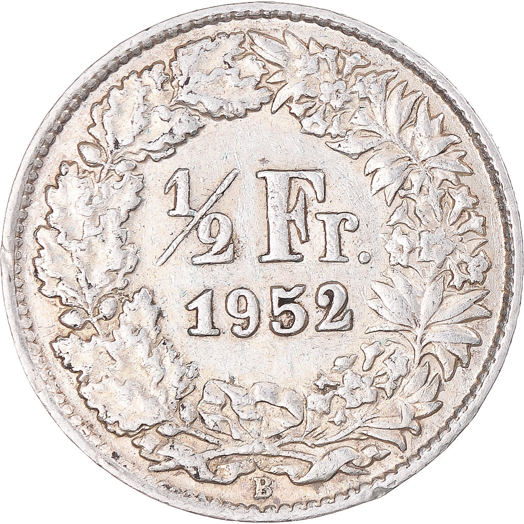 Moneta, Szwajcaria, 1/2 Franc, 1952, Bern, EF(40-45), Srebro, KM:23