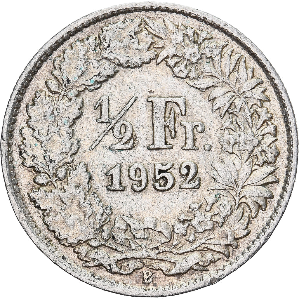 Moneta, Szwajcaria, 1/2 Franc, 1952, Bern, EF(40-45), Srebro, KM:23