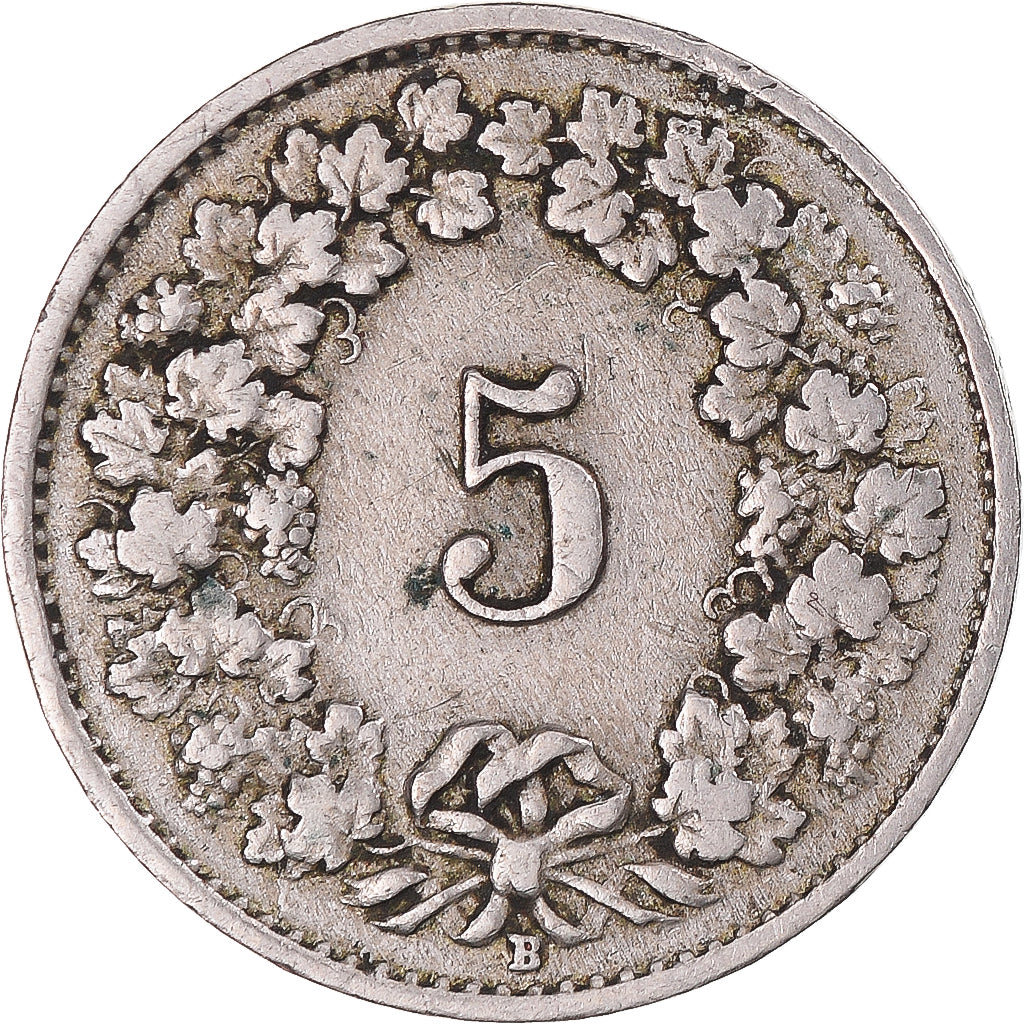 Münze, Schweiz, 5 Rappen, 1922, Bern, S+, Kupfer-Nickel, KM:26
