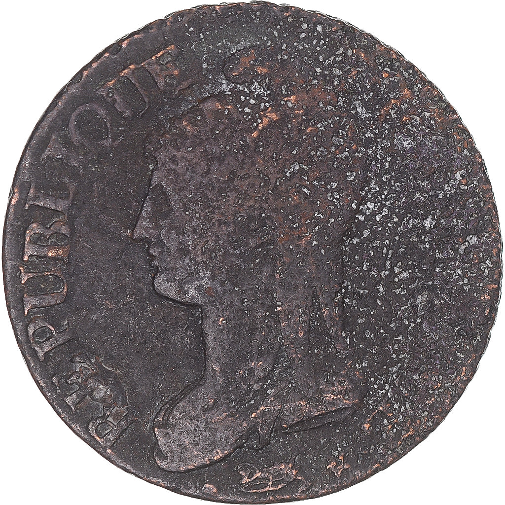 Coin, France, Dupré, 5 Centimes, AN 7, Paris, Refrappage du Décime, VF(20-25)
