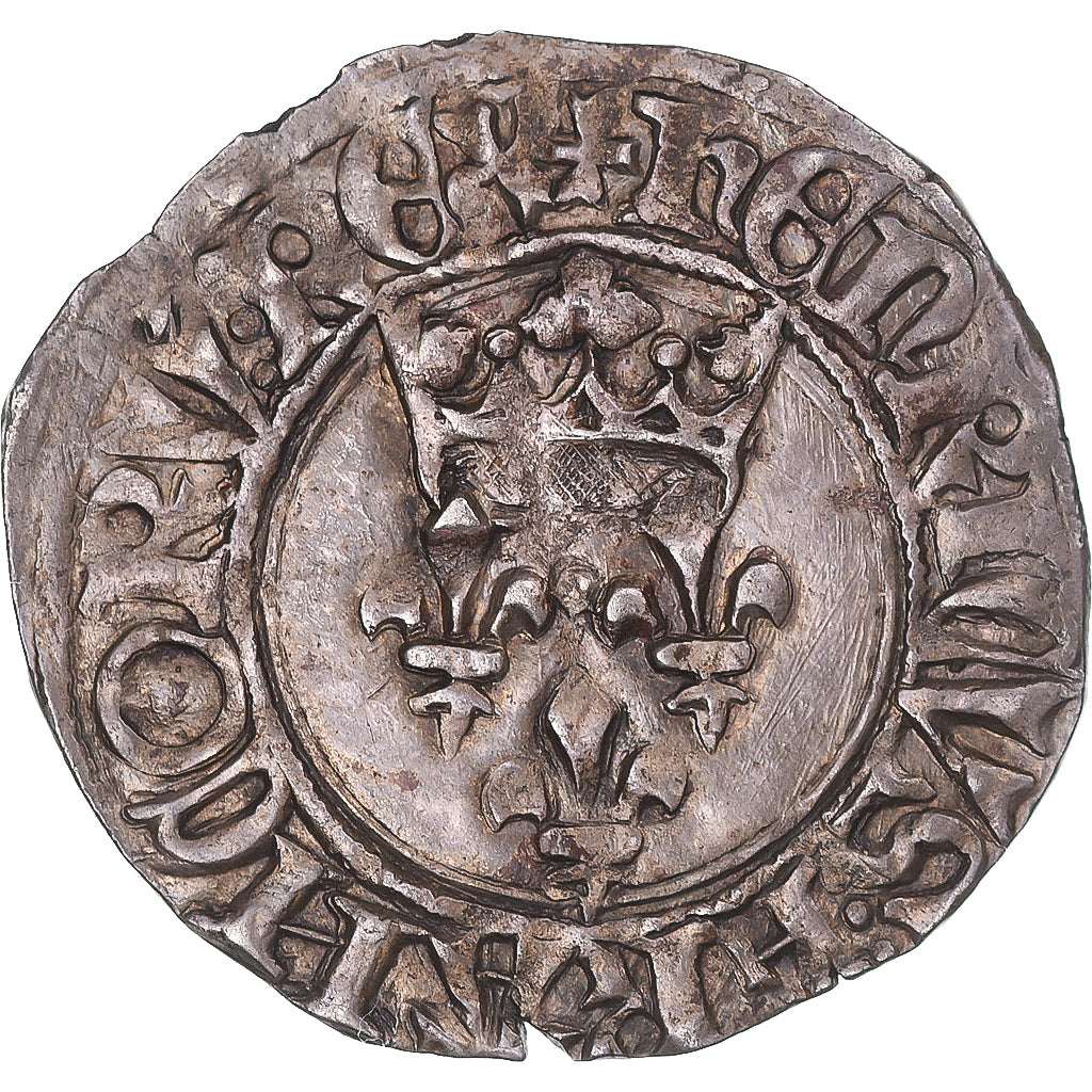 Moneta, Francia, Henri V, Florette, 1419-1422, Rouen, SPL, Argento, Ciani:589