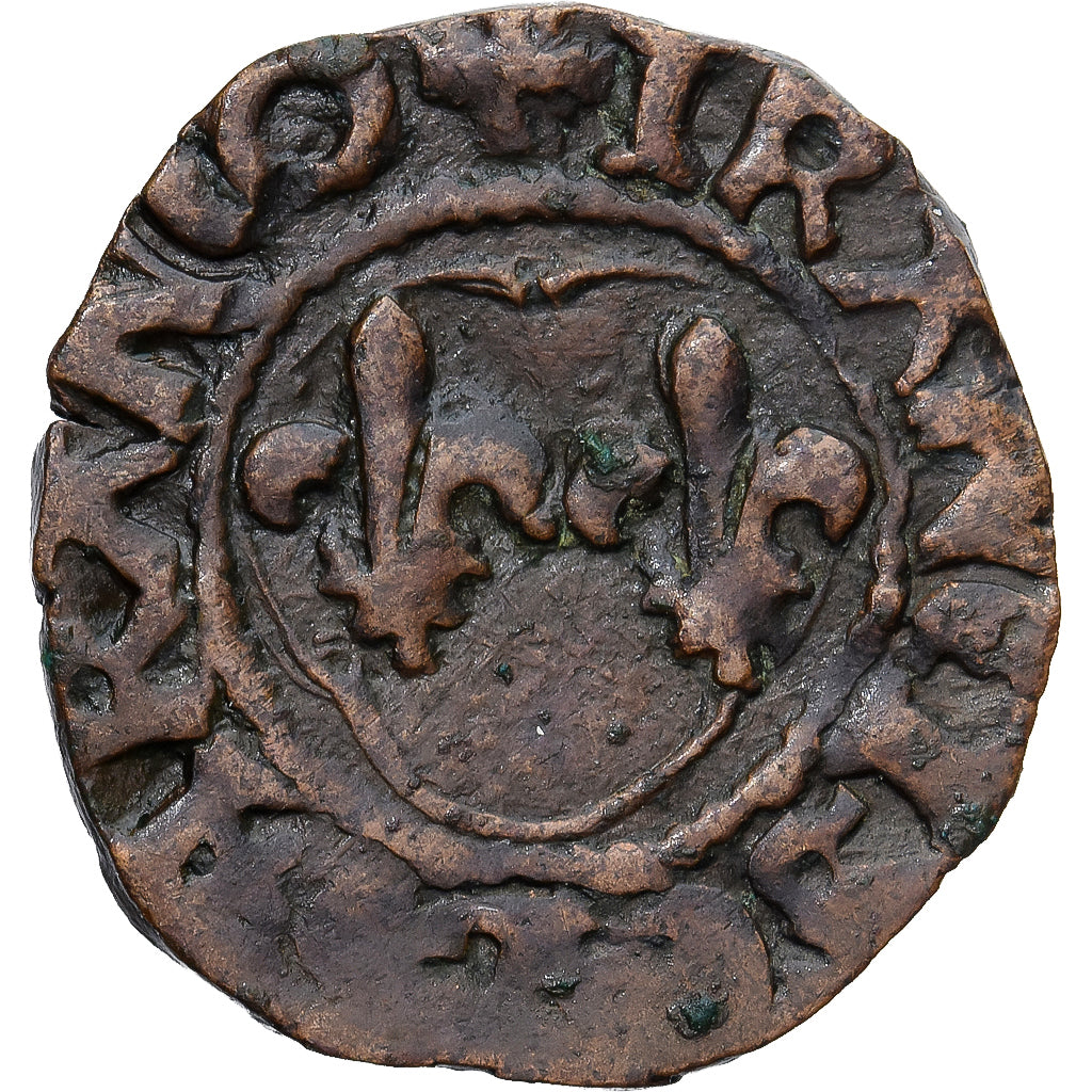 Moeda, França, François Ier, Denier Tournois, EF(40-45), Cobre