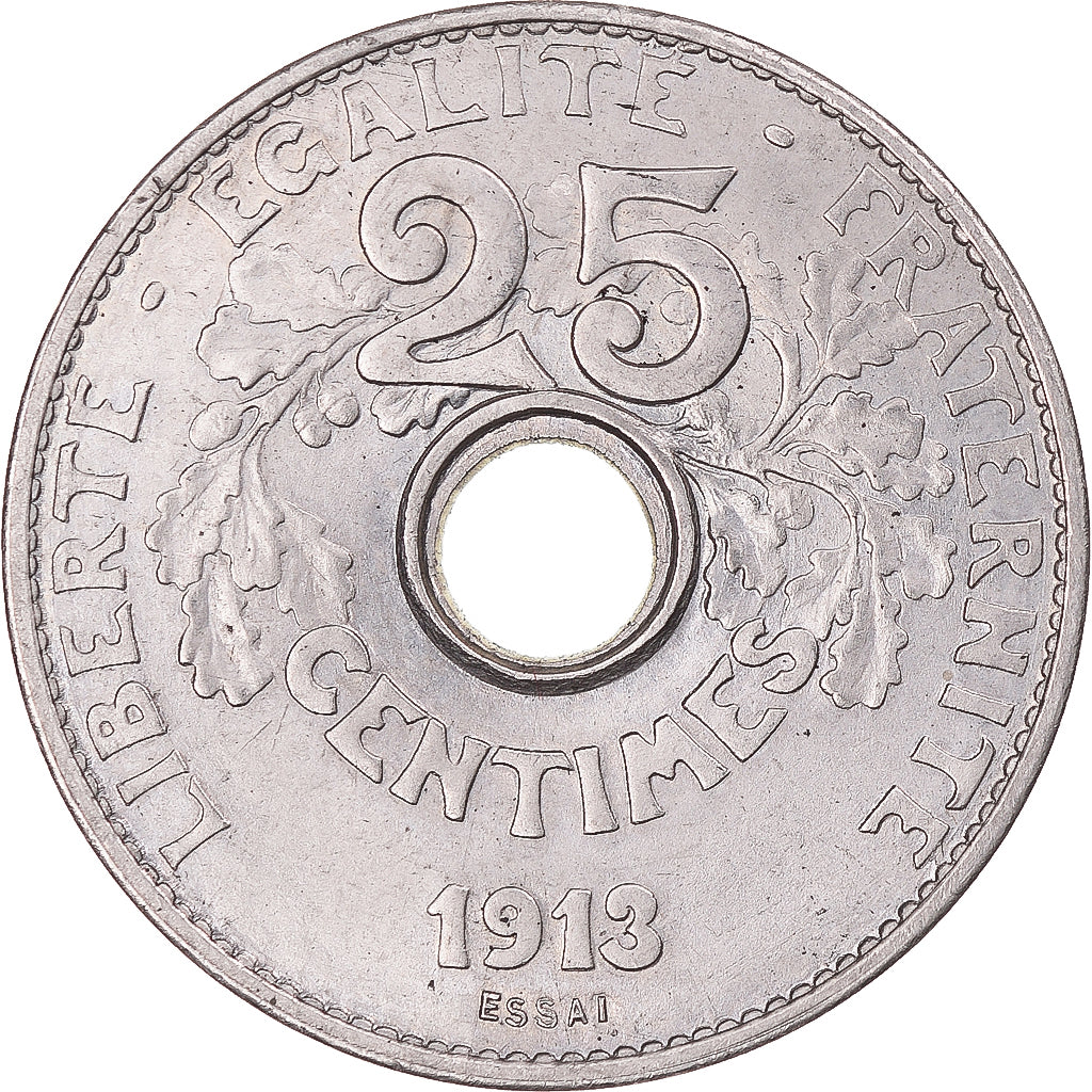 Munten, Frankrijk, Essai de Coudray, Grand Module, 25 Centimes, 1913, Paris