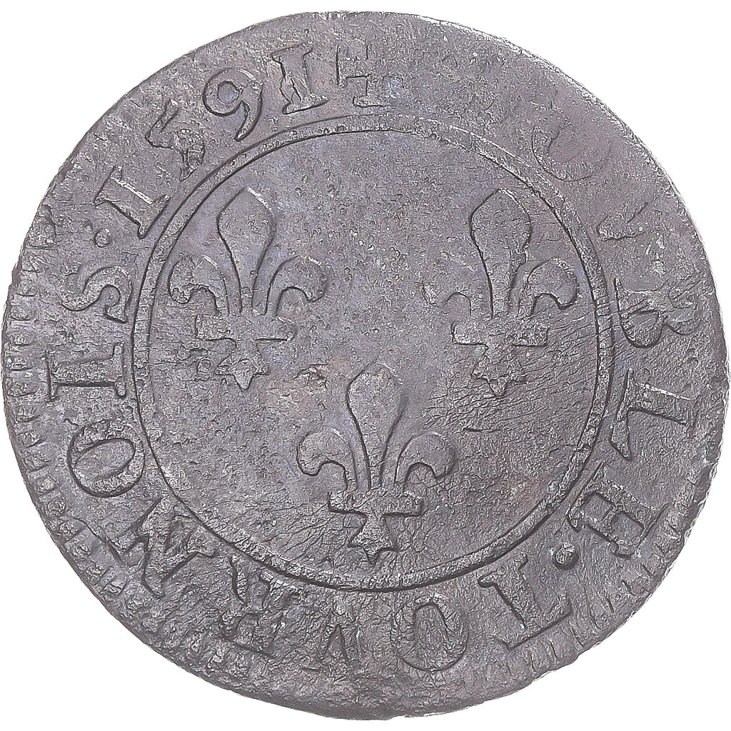 Münze, Frankreich, Henri IV, Double Tournois, 1591, Châlons-en-Champagne, S+