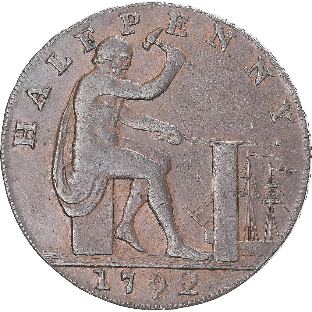 United Kingdom, Halfpenny Token, Warwickshire, 1792, EF(40-45), Copper