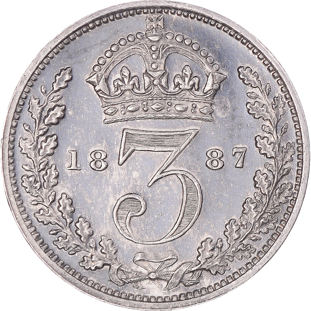Coin, Great Britain, Victoria, 3 Pence, 1887, London, maundy, MS(63), Silver