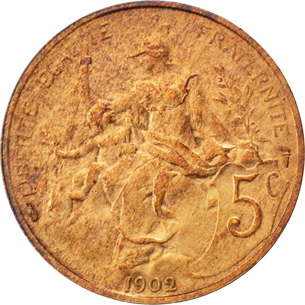 Moneta, Francia, Dupuis, 5 Centimes, 1902, Paris, BB+, Bronzo, KM:842