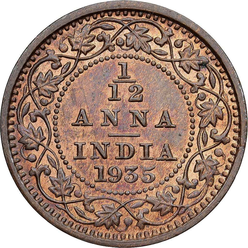 Monnaie, Inde britannique, George V, 1/12 Anna, 1 Pie, 1935, Calcutta, SPL