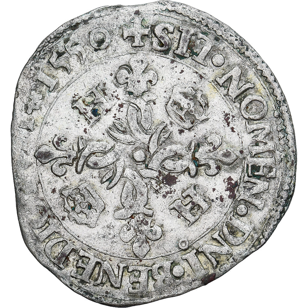 Moeda, França, Henri II, Douzain aux croissants, 1550, Rennes, EF(40-45)