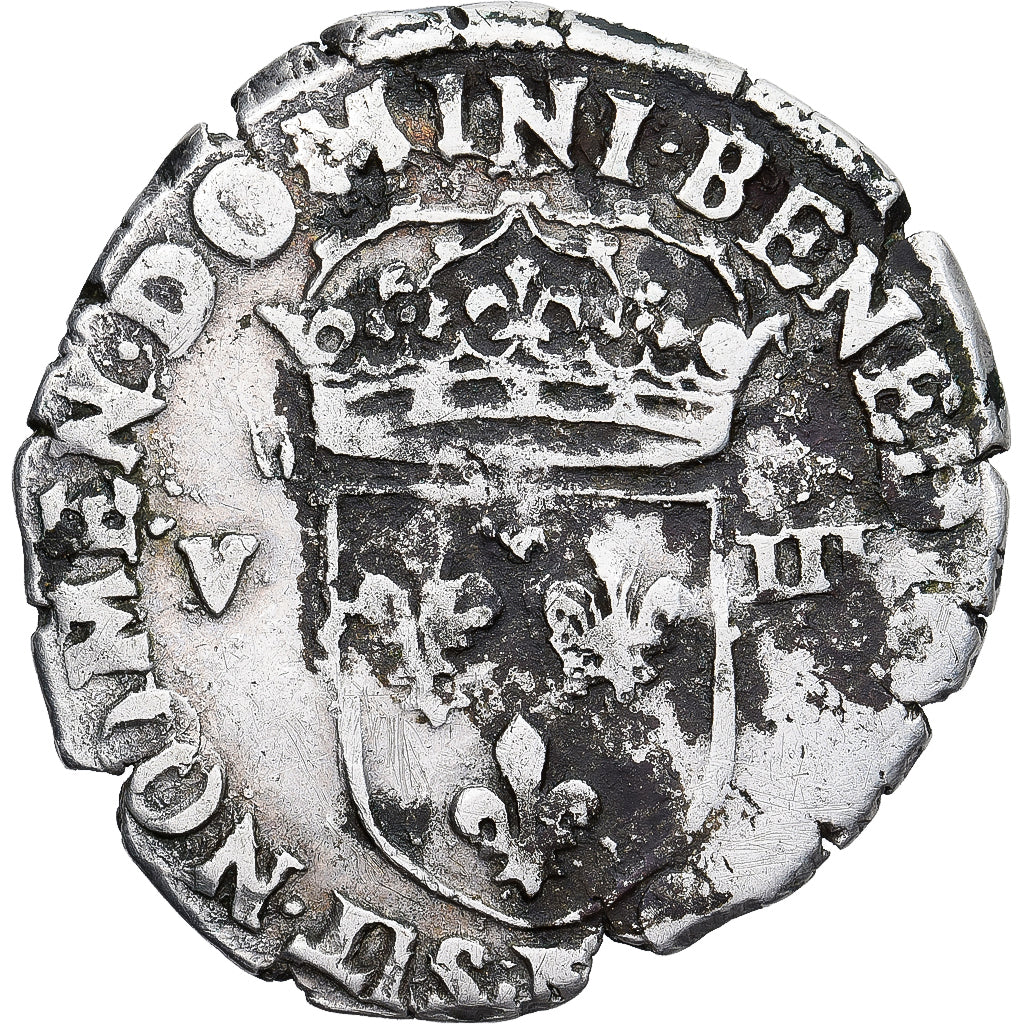 Moneda, Francia, Henri III, 1/8 Ecu, 1583, BC+, Vellón, Gadoury:485