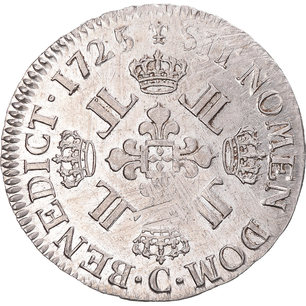 Frankrijk, Louis XV, Ecu aux 8 L, 1725, Caen, Zilver, ZF, Gadoury:320