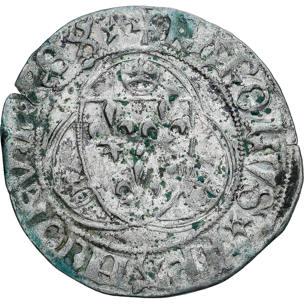 Coin, France, Charles VIII, Blanc à la couronne, 1483-1498, Saint-Lô
