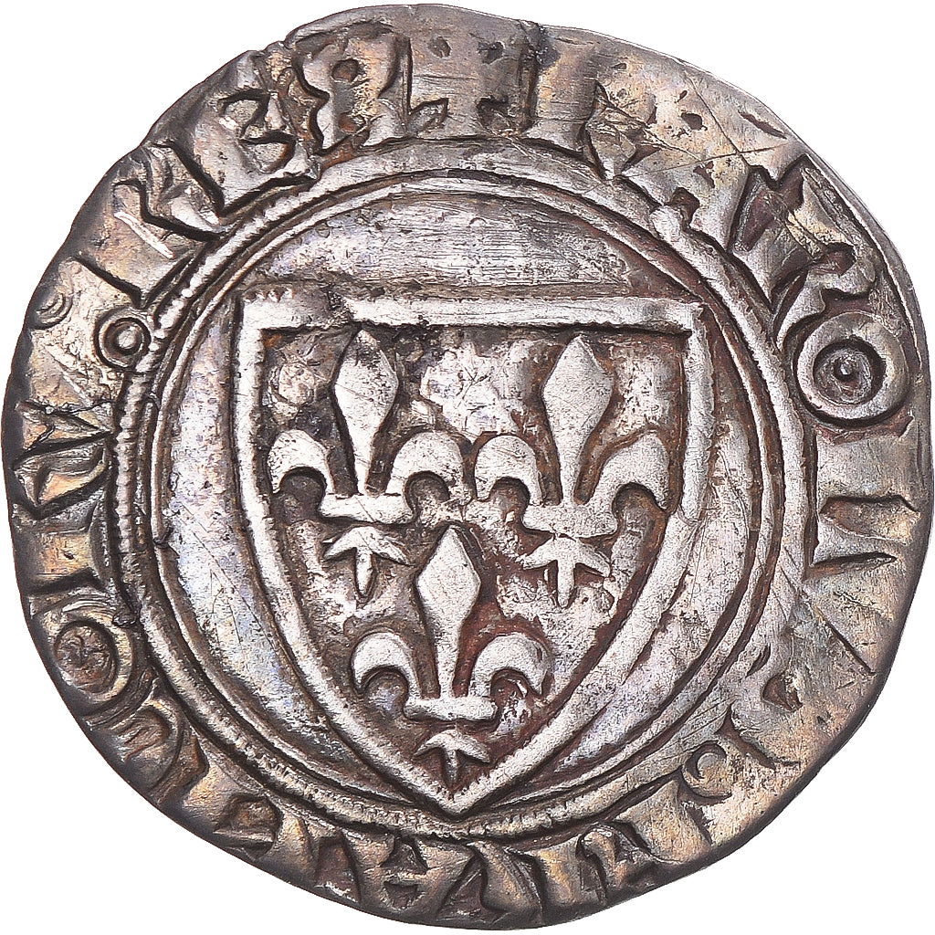 Munten, Frankrijk, Charles VI, Blanc Guénar, 1389, Romans, 2nd Emission, ZF+