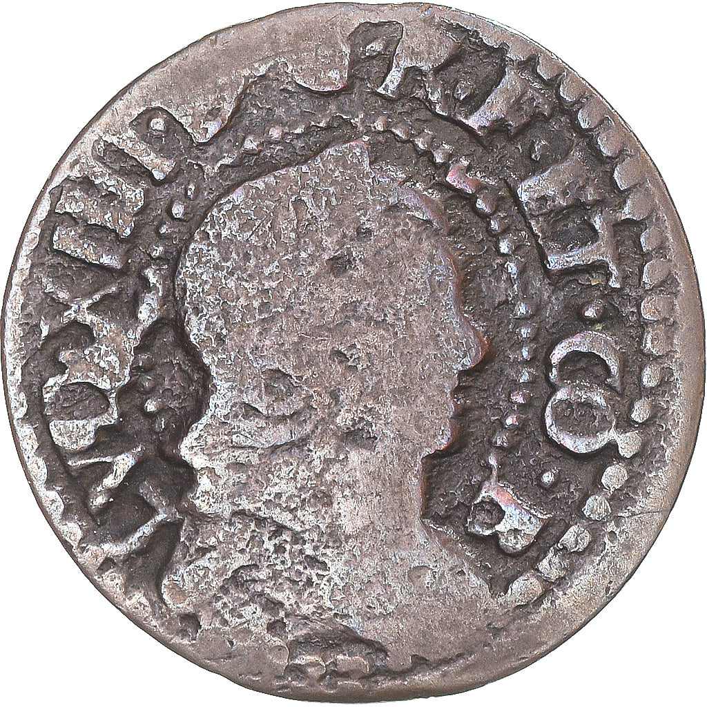 Coin, Spain, Louis XIV, sizain, 1644, Barcelone, VF(20-25), Copper
