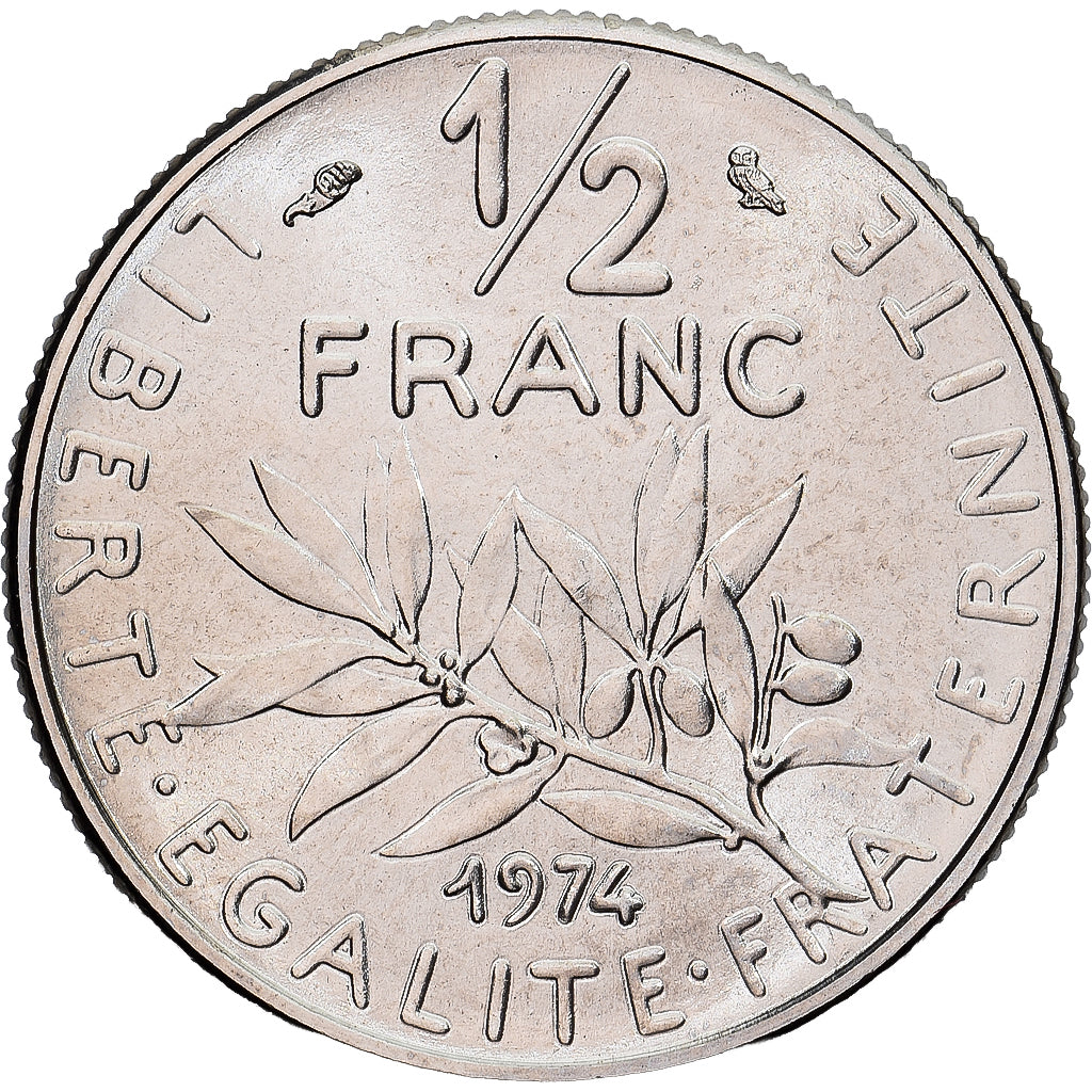 Munten, Frankrijk, Semeuse, 1/2 Franc, 1974, Paris, série FDC, FDC, Nickel