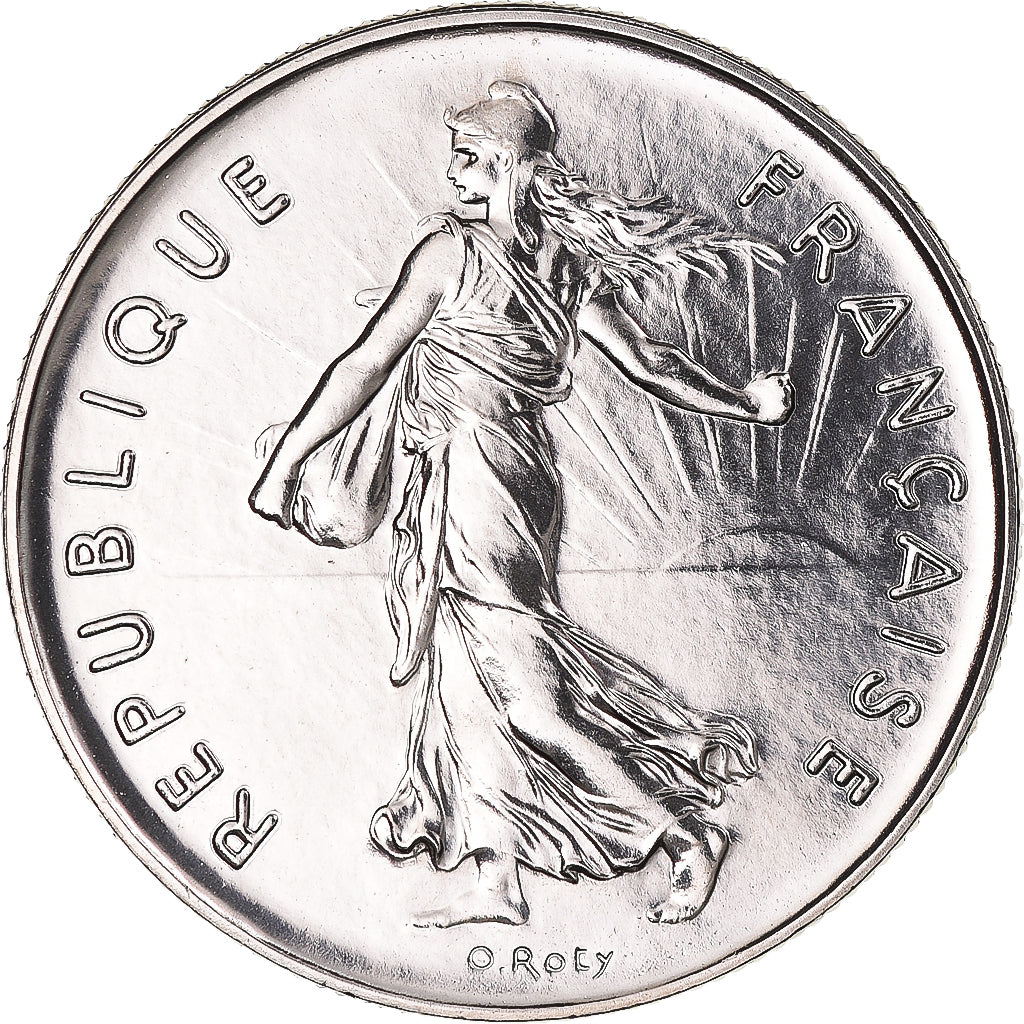 Munten, Frankrijk, Semeuse, 5 Francs, 1977, Paris, série FDC, FDC, Nickel Clad