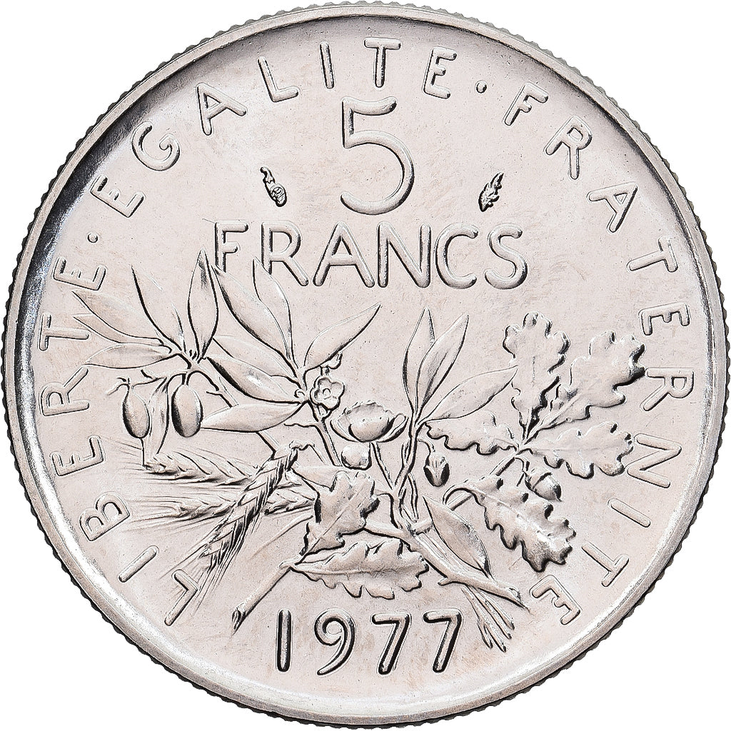 Münze, Frankreich, Semeuse, 5 Francs, 1977, Paris, série FDC, STGL, Nickel