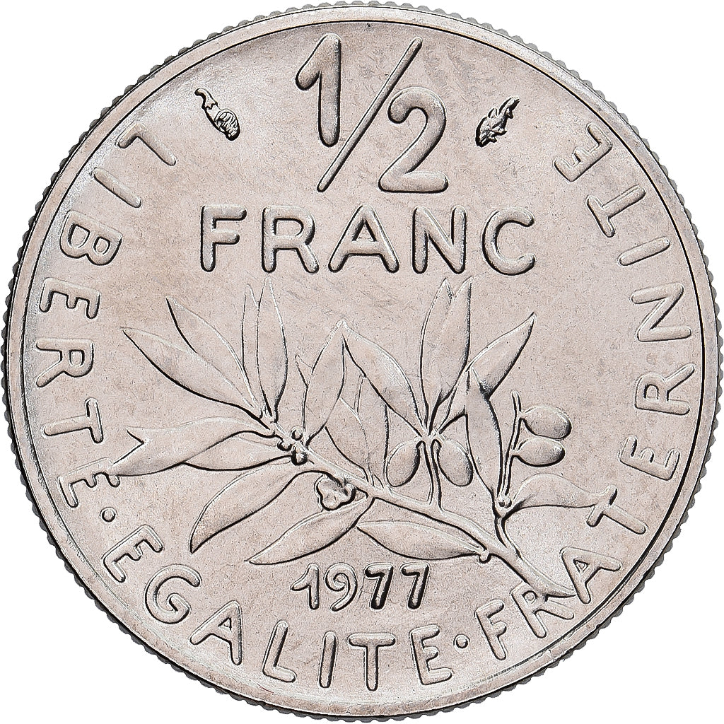 Munten, Frankrijk, Semeuse, 1/2 Franc, 1977, Paris, série FDC, FDC, Nickel