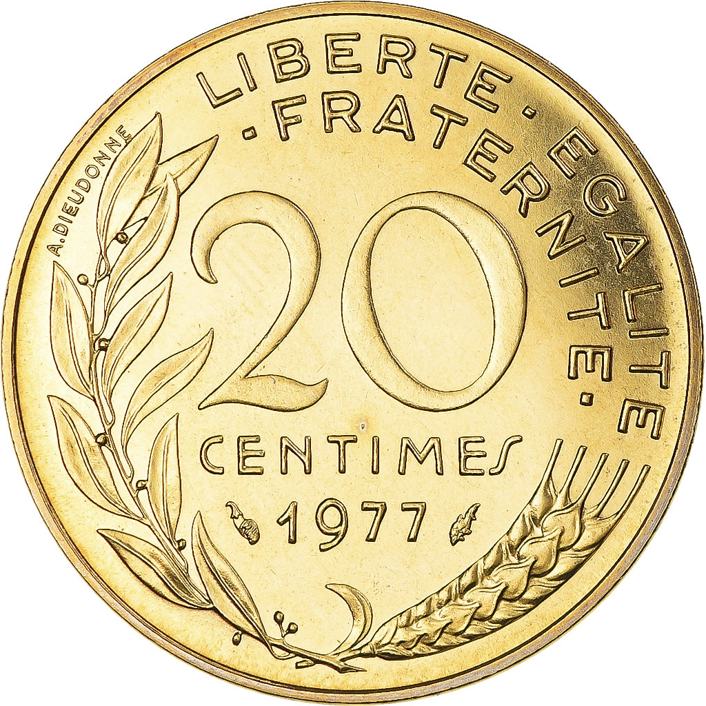 Moneta, Francja, Marianne, 20 Centimes, 1977, Paris, série FDC, MS(65-70)