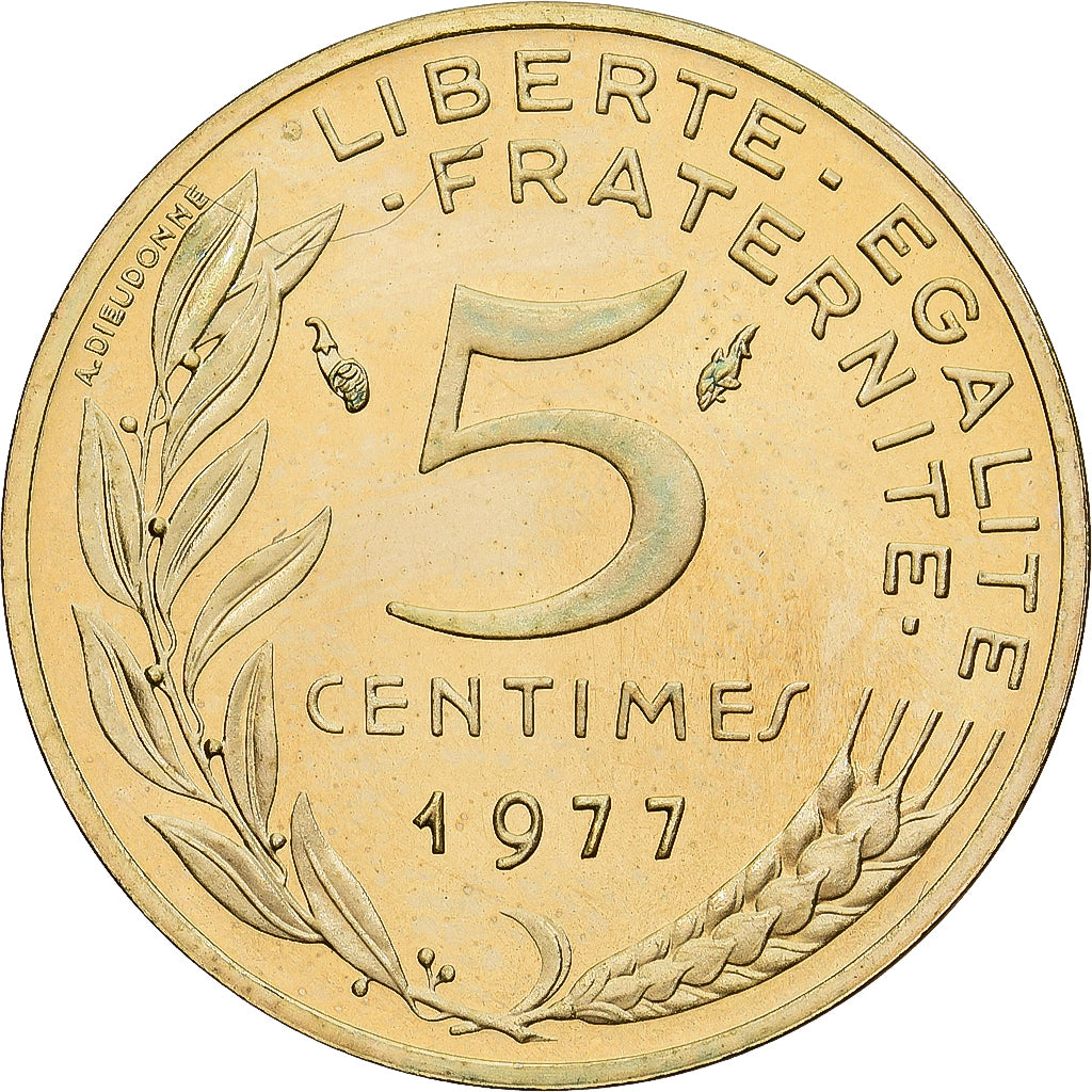 Moneta, Francja, Marianne, 5 Centimes, 1977, Paris, série FDC, MS(65-70)