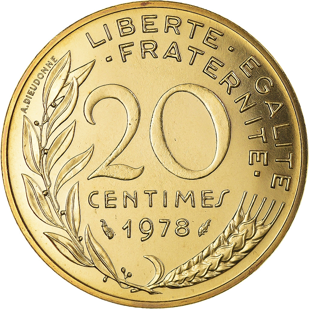 Moneta, Francja, Marianne, 20 Centimes, 1978, Paris, série FDC, MS(65-70)