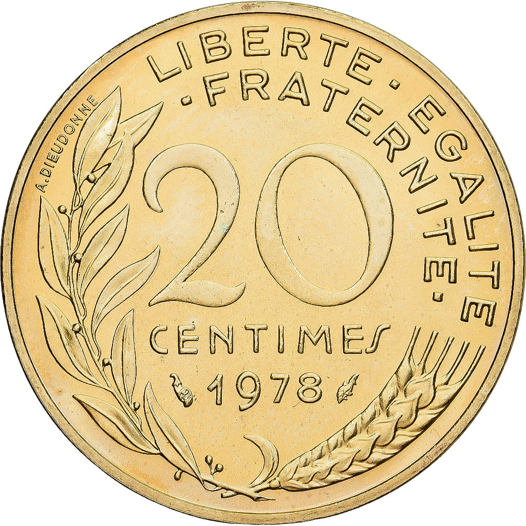 Munten, Frankrijk, Marianne, 20 Centimes, 1978, Paris, série FDC, FDC