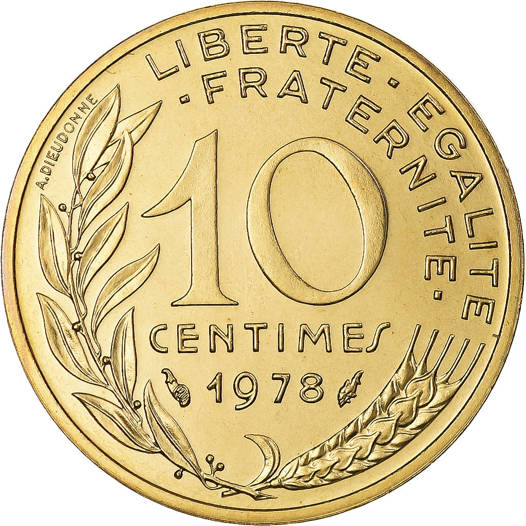 Munten, Frankrijk, Marianne, 10 Centimes, 1978, Paris, série FDC, FDC