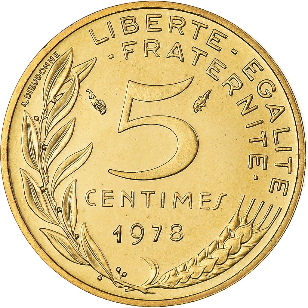 Moneda, Francia, Marianne, 5 Centimes, 1978, Paris, série FDC, FDC, Aluminio -