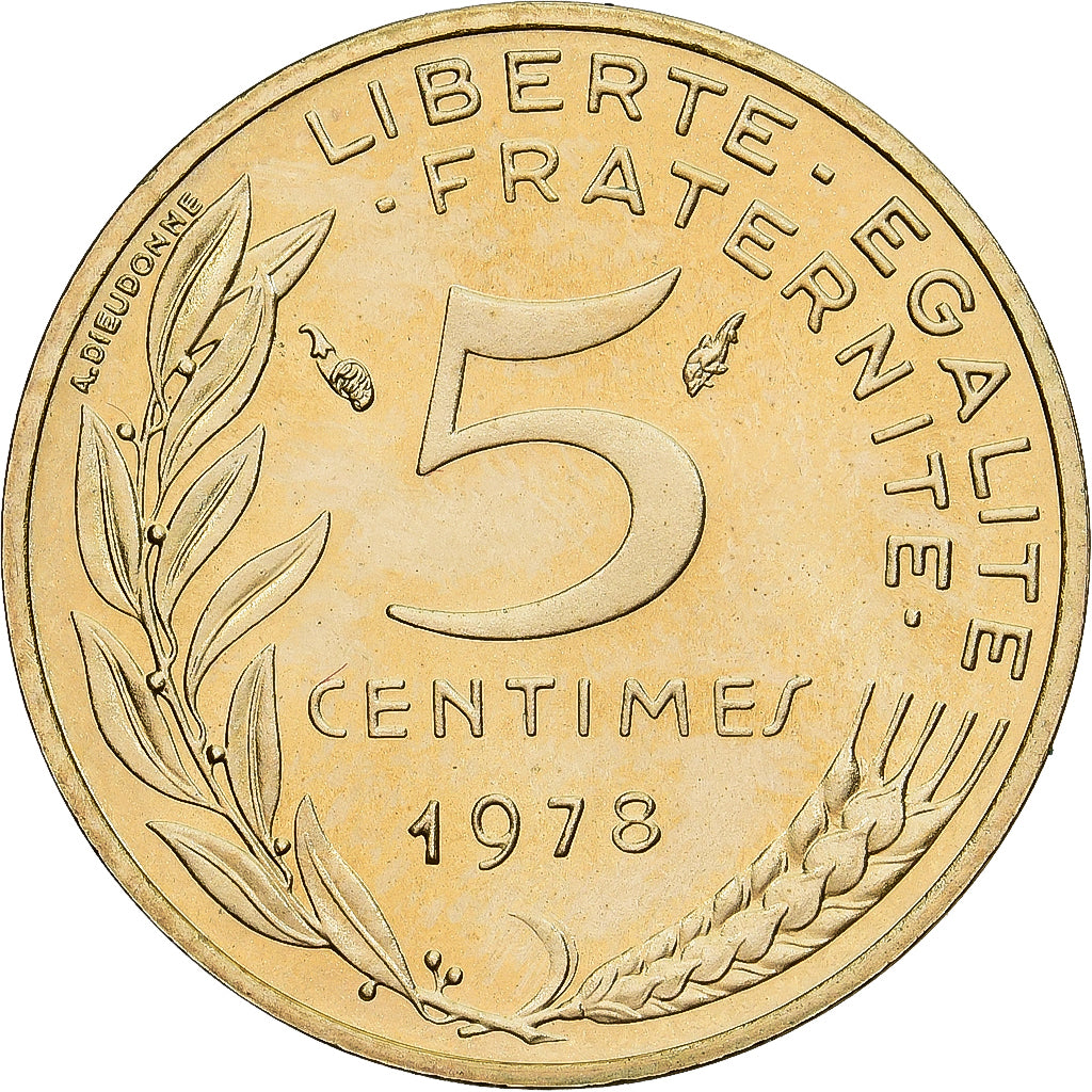 Moneta, Francja, Marianne, 5 Centimes, 1978, Paris, série FDC, MS(65-70)