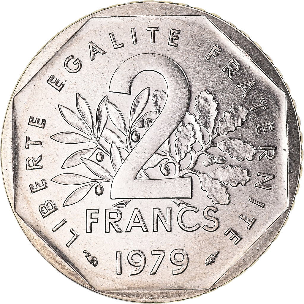 Munten, Frankrijk, Semeuse, 2 Francs, 1979, Paris, série FDC, FDC, Nickel