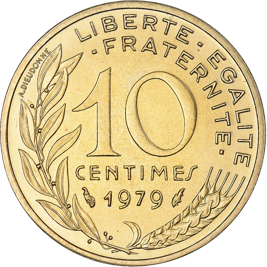 Munten, Frankrijk, Marianne, 10 Centimes, 1979, Paris, série FDC, FDC