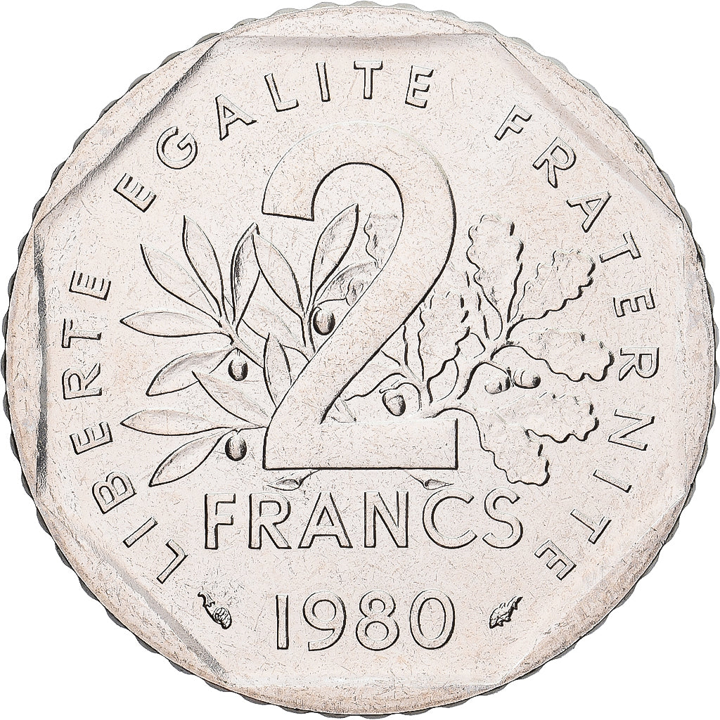 Moneta, Francia, Semeuse, 2 Francs, 1980, Paris, série FDC, FDC, Nichel
