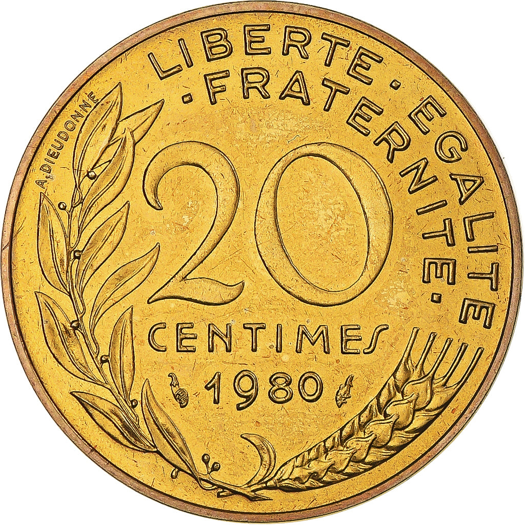 Moneta, Francja, Marianne, 20 Centimes, 1980, Paris, série FDC, MS(65-70)