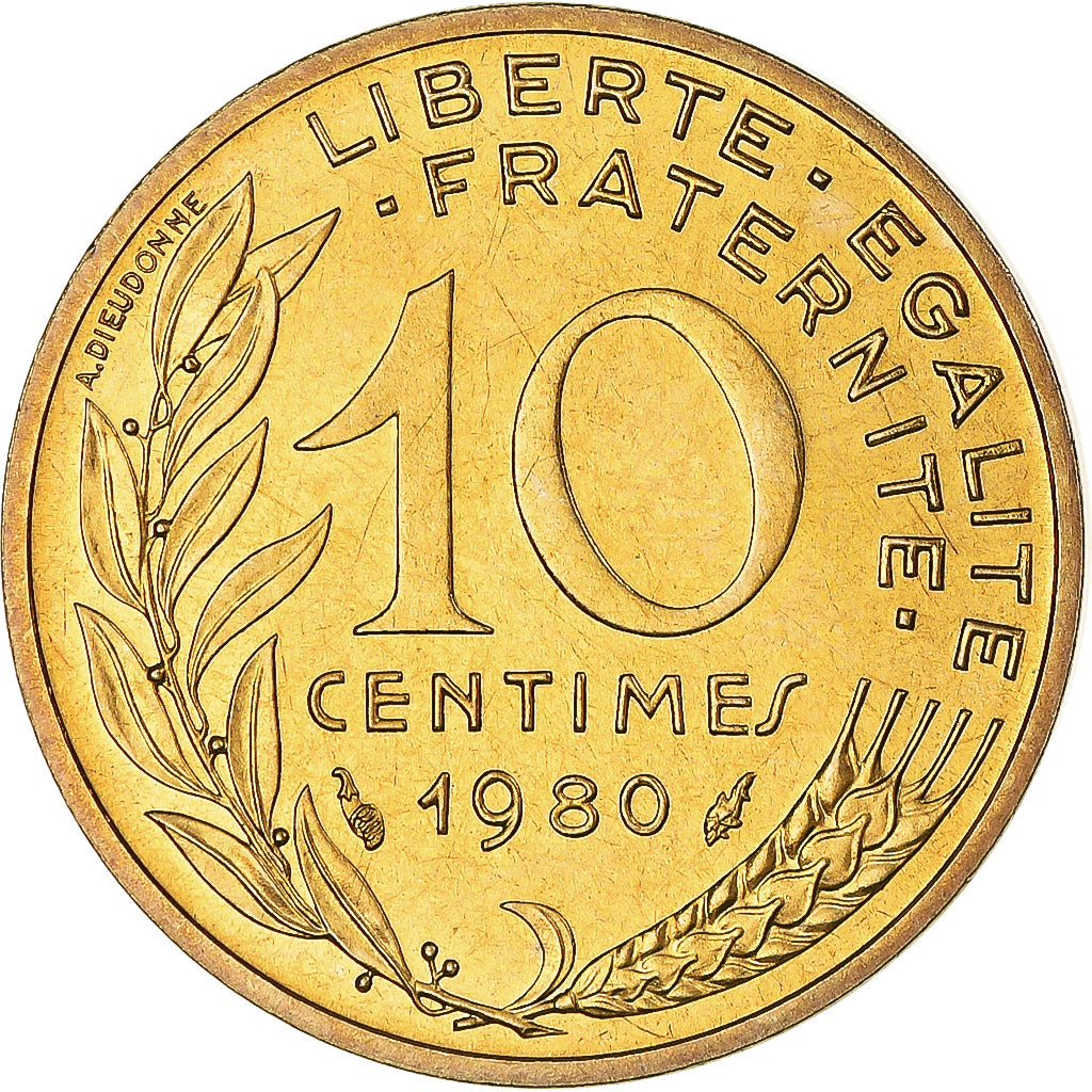 Munten, Frankrijk, Marianne, 10 Centimes, 1980, Paris, série FDC, FDC