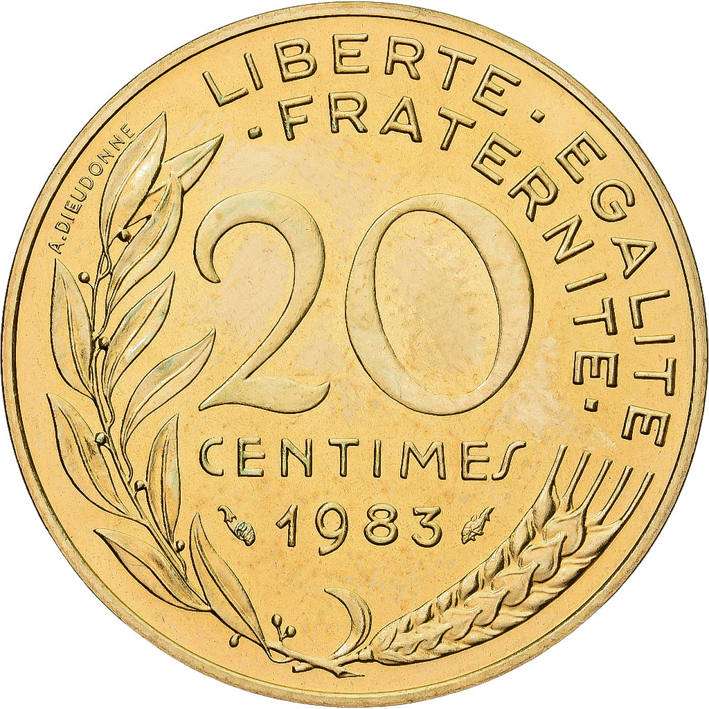 Munten, Frankrijk, Marianne, 20 Centimes, 1983, Paris, série FDC, FDC