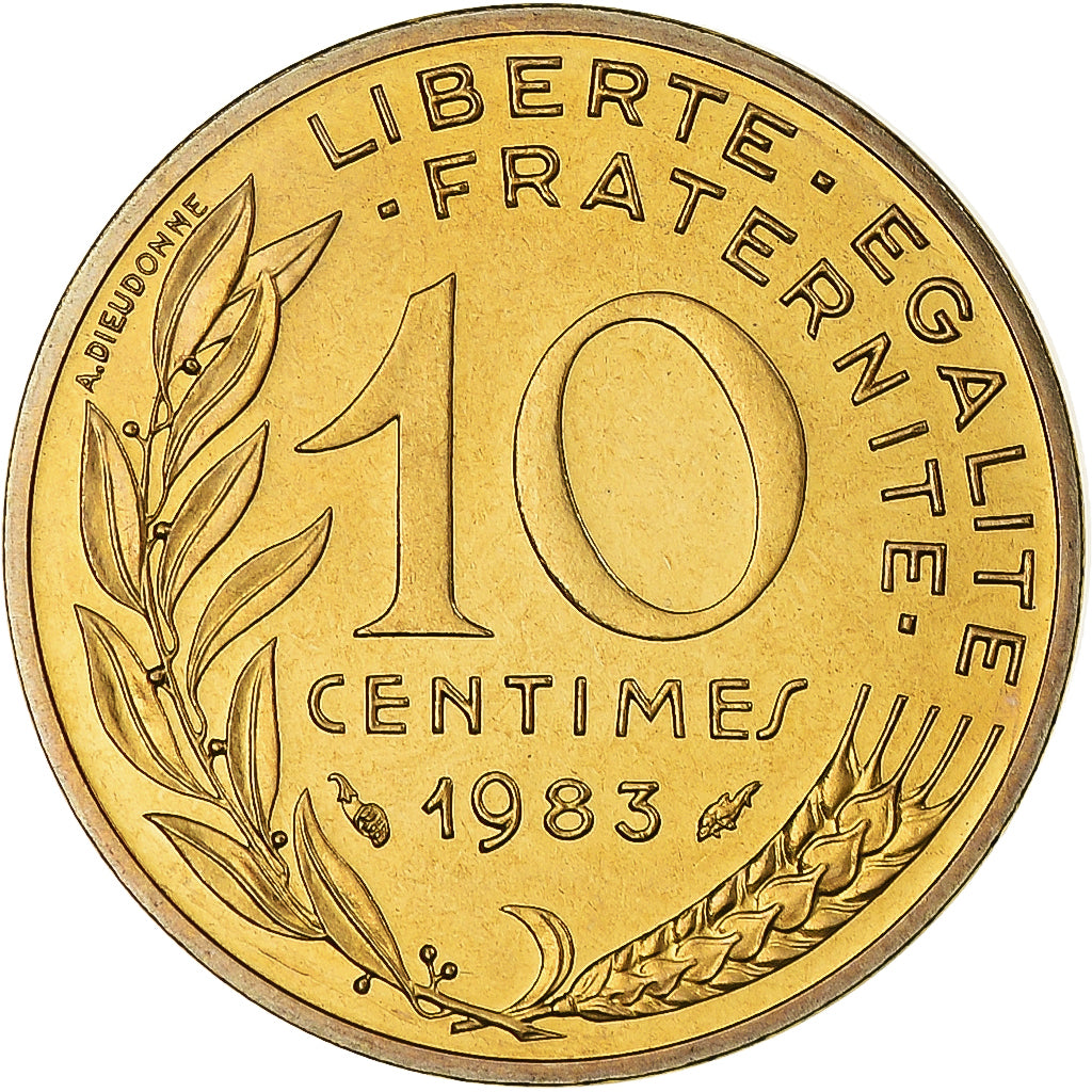 Munten, Frankrijk, Marianne, 10 Centimes, 1983, Paris, série FDC, FDC