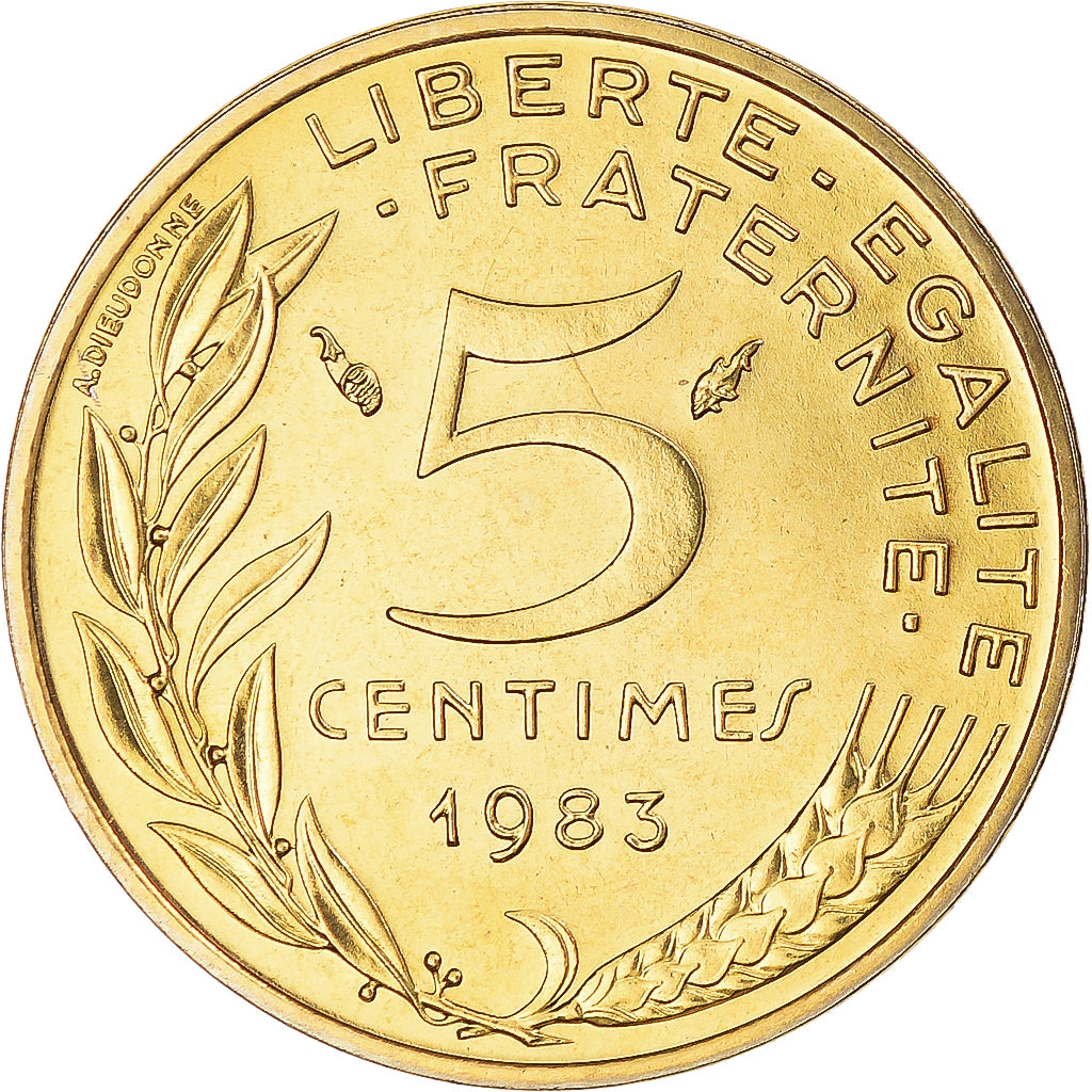 Munten, Frankrijk, Marianne, 5 Centimes, 1983, Paris, série FDC, FDC