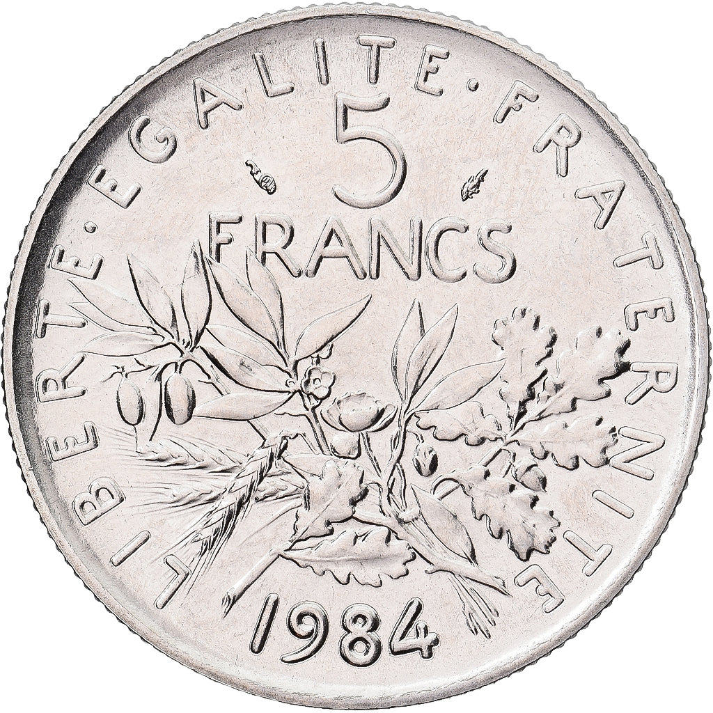 Münze, Frankreich, Semeuse, 5 Francs, 1984, Paris, série FDC, STGL, Nickel