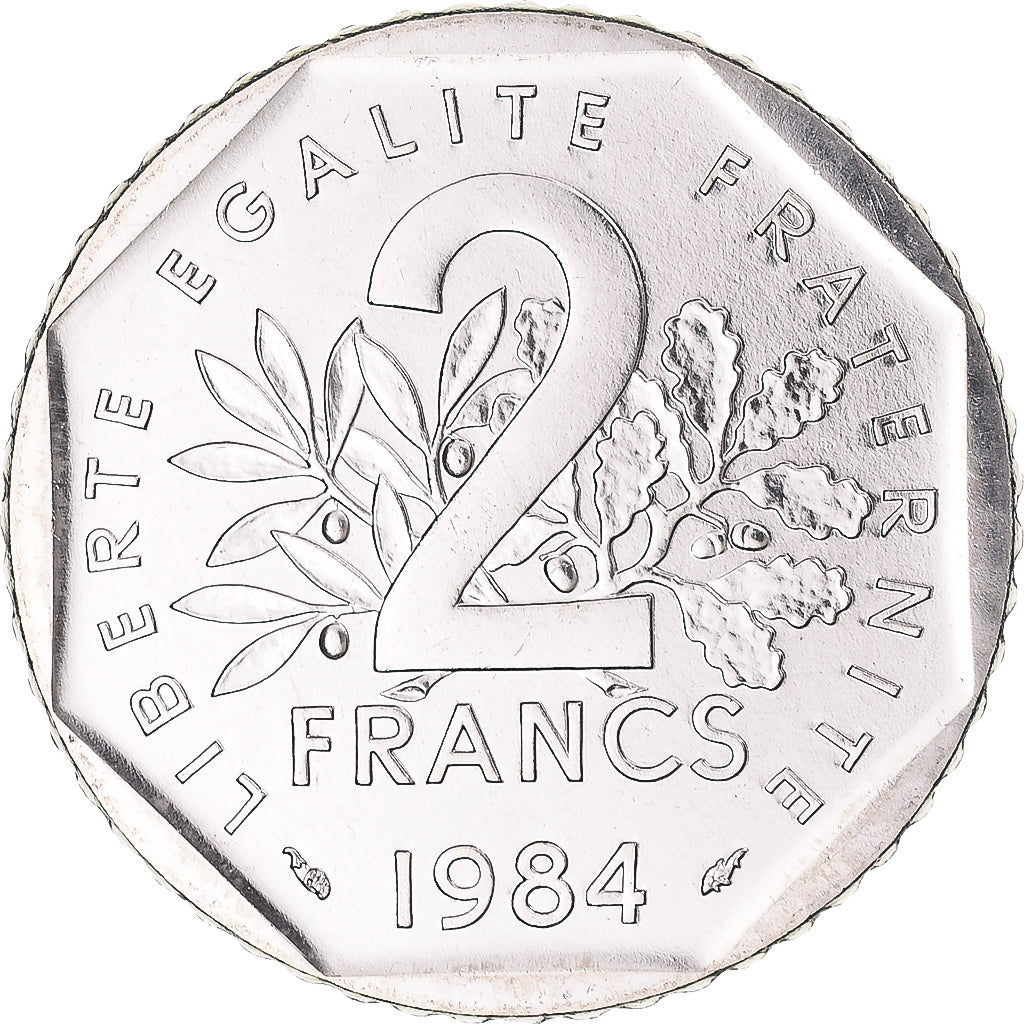 Coin, France, Semeuse, 2 Francs, 1984, Paris, série FDC, MS(65-70), Nickel