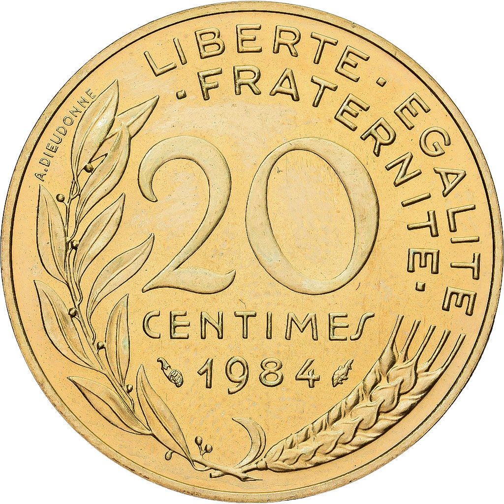 Munten, Frankrijk, Marianne, 20 Centimes, 1984, Paris, série FDC, FDC