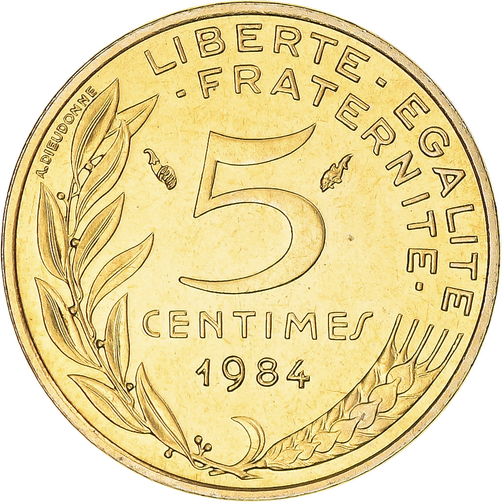 Munten, Frankrijk, Marianne, 5 Centimes, 1984, Paris, série FDC, FDC