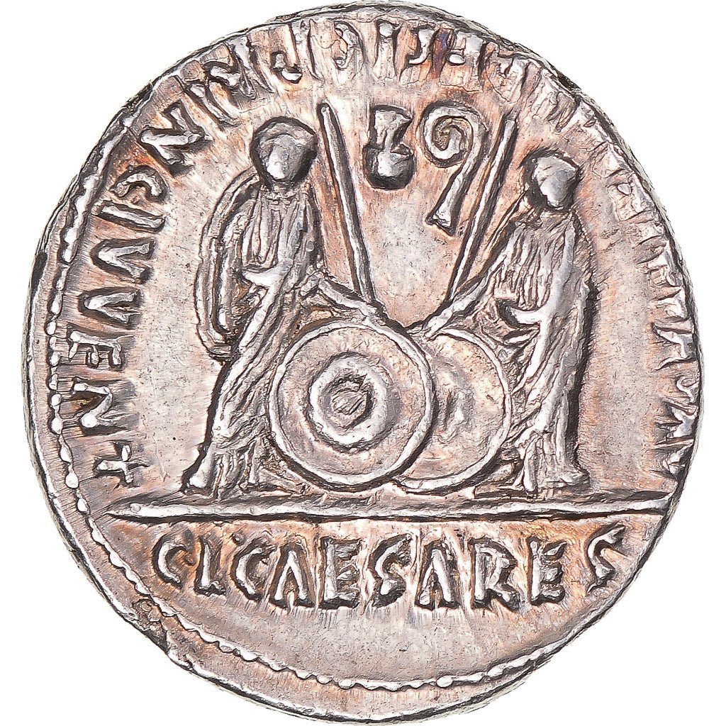 Moeda, Augustus, Denarius, 2 BC-4 AD, Lugdunum, AU(55-58), Prata, Cohen:42