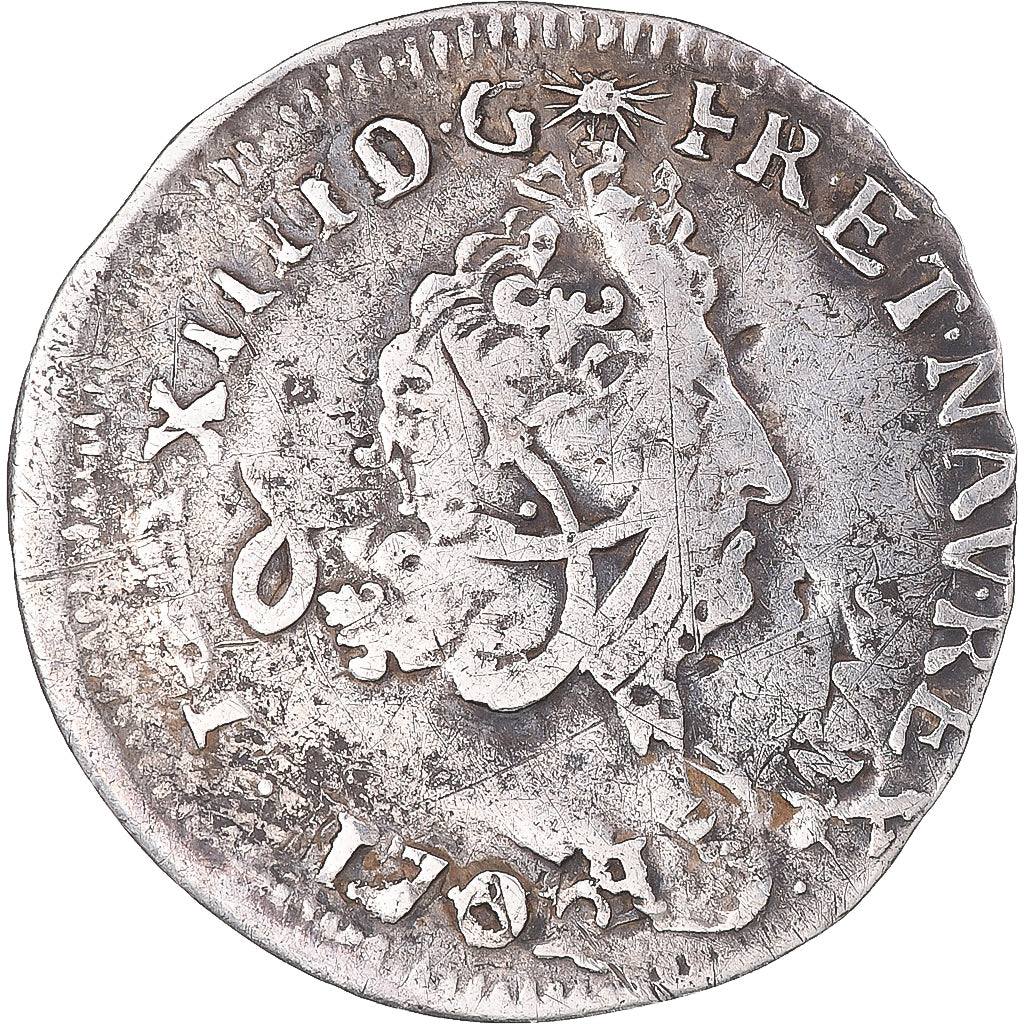 Münze, Frankreich, Louis XIV, 5 Sols aux insignes, 1702, Besançon, réformé