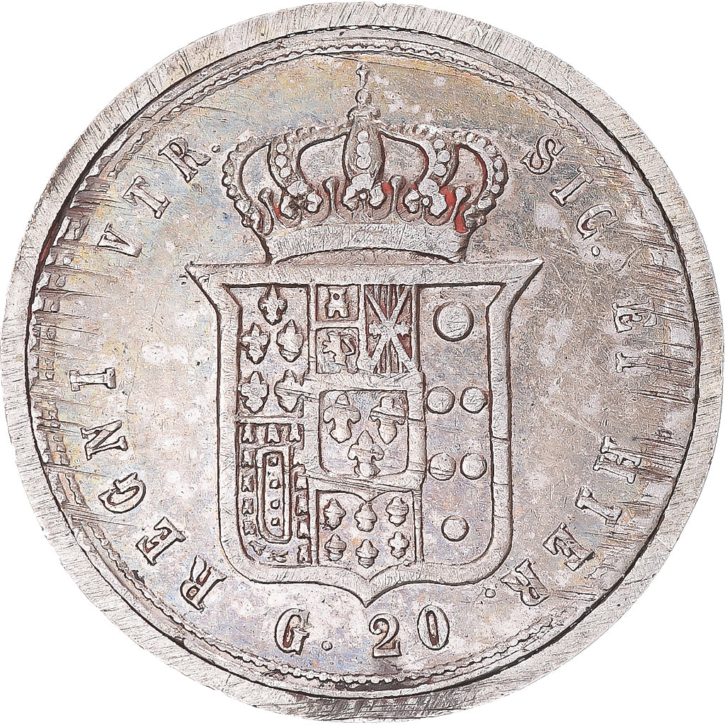 Moeda, Itália, Kingdom of Naples, Francesco II, 20 Grana, 1859, Naples