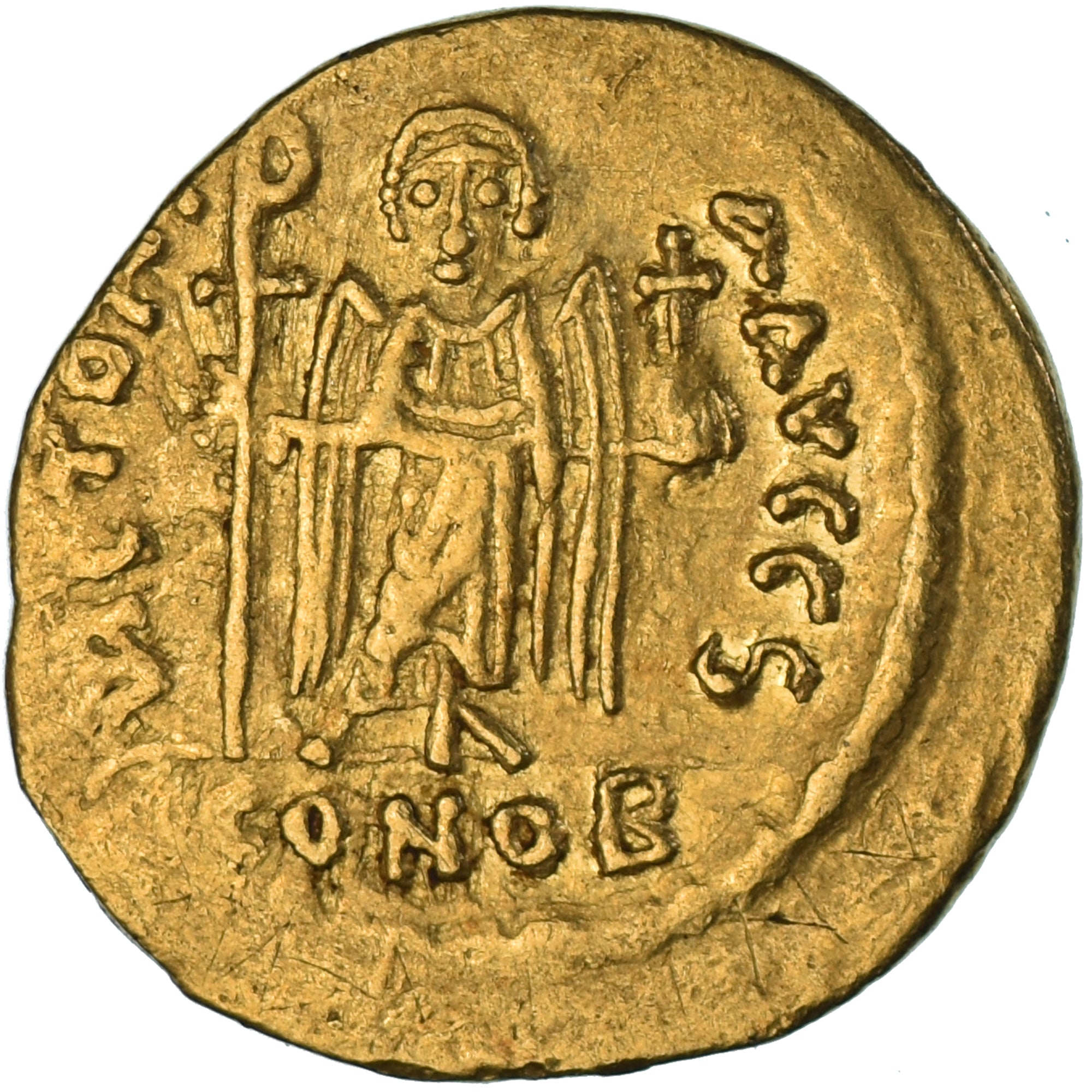 Maurice Tiberius, Solidus, 582-602, Constantinople, Gold, EF(40-45), Sear:478