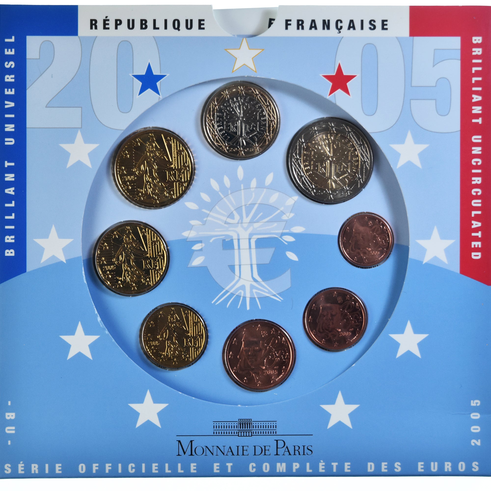 Francia, 1 Cent to 2 Euro, 2005, Monnaie de Paris, BU, FDC, Sin información